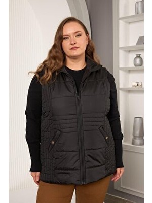 Rmg Cepli Büyük Beden Kapitone Yelek Siyah