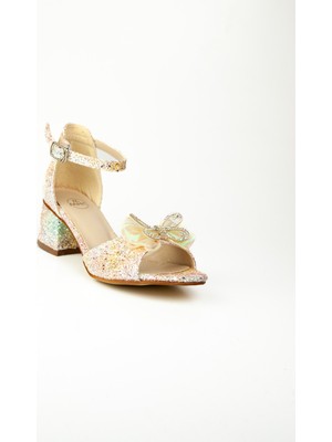 Minican 640 Sarı Simli Kız Çocuk Abiye Ayakkabı