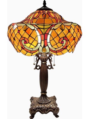 Bieye El Yapımı Baroque Tiffany Style 16 Inç Vitray Masa Lambası 24 Inç
