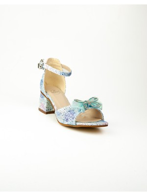 Minican 640 Mavi Simli Kız Çocuk Abiye Ayakkabı