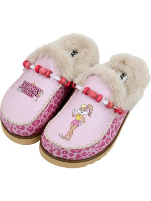 Dogo Kadın Vegan Deri Pembe Içi Peluş Terlik - Warner Bros Pink Leopard Lola Bunny Tasarım