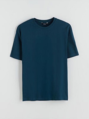 LC Waikiki Erkek Tişört  Pamuk Loose Fit Kısa Kol Günlük Stil Xsıde Petrol Renk W50162Z8