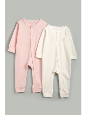 Vauva 2'li Çıtçıtlı Tulum Pijama Uzun Kollu Mevsimlik Bebek Çocuk Nakışlı Tulum