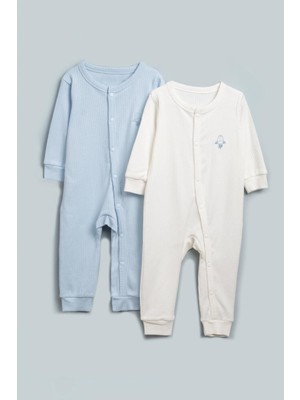 Vauva 2'li Çıtçıtlı Tulum Pijama Uzun Kollu Mevsimlik Bebek Çocuk Nakışlı Tulum