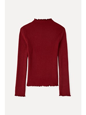 MUDO Mudo Fıtted Dik Yaka Uzun Kollu T-Shırt