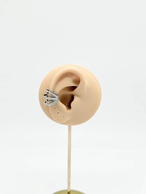 Ladies&Gentlemen Zirkon Taş Detaylı Gümüş Kıkırdak Küpe – Deliksiz Ear Cuff