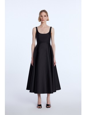 adL Kolsuz Midi Boy Elbise Siyah 12443243000