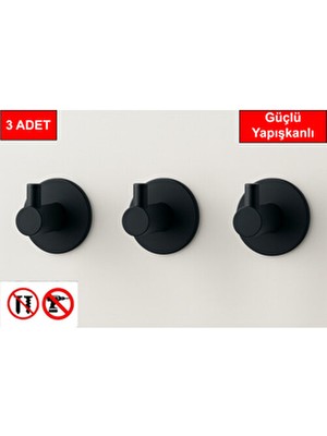 Andela 3 Adet Yuvarlak Plastik Güçlü Yapışkanlı Kancalı Çok Amaçlı Askılık Kapı Arkası Bornoz Askılığı