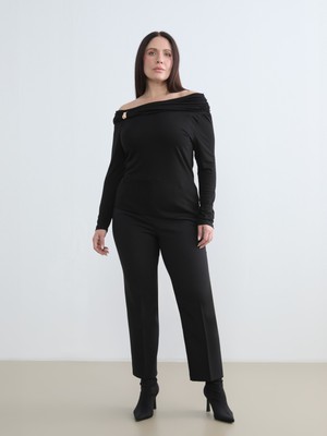 Soulife Büyük Beden Kemerli Havuç Kesim Kadın Pantolon