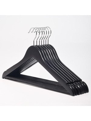 Dekohop Ahşap Askı Elbise Ceket Pantolon Askısı Siyah Renk 10 Adet