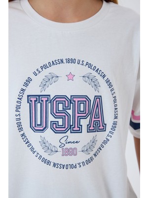 U.S. Polo Assn. U.S. Polo Assn Kız Çocuk  2 li Şort T-şhirt Takım Beyaz