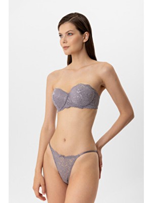 Pierre Cardin Kadın 4034 Balenli Straplez Sütyen Takım Dantel Desenli İki Parça Set