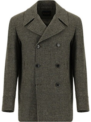 Abdullah Kiğılı Desenli Yünlü Kruvaze Kaban