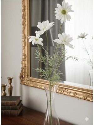 Yasima 4 Kafalı 75 cm Beyaz Papatya Ev Dekorasyon ve Vazo Süsü