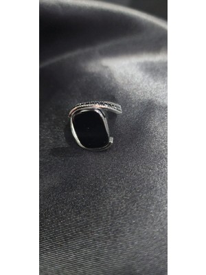 Jane Silver 925 Ayar Gümüş Oniks ve Markazit Taşlı Unisex Yüzük