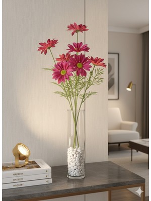 Yasima 4 Kafalı 75 cm Kırmızı Papatya Ev Dekorasyon ve Vazo Süsü