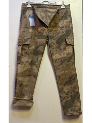Beyzdenim Çöl Kamuflaj Softshel Mebranlı Polarlı Su Geçirmez Kargo Büyük Beden Pantolon