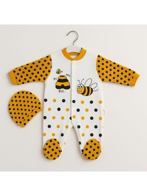 Minitex Penye Pamuklu Şapkalı 2 Parça Bebe Tulum