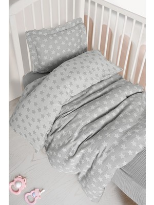 Kanz Unısex Jakarlı Müslin Nevresim Takımı - 013KZ - Gri - St Gri