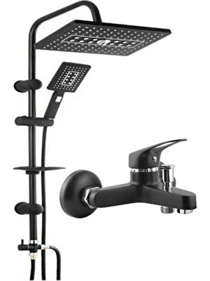 Viosa Lüx Siyah Tepe Robot Duş Seti ve Siyah Banyo Bataryası
