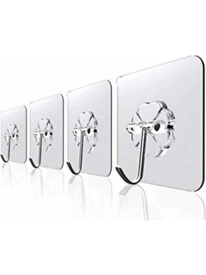 Home 5 Adet Kendinden Yapışkanlı Metal Kancalı Tekli Şeffaf Askı