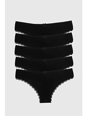 Nicoletta Kadın Külot 5 Li Paket Brazillian Siyah