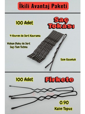 Technow 100 Adet Tel Saç TOKASI+100 Adet 0.90 Saç Firketesi Toplam 200 Adet