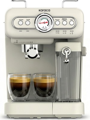 Karaca Vintage Craft Süt Hazneli Espresso, Latte ve Capuccino Makinesi Cream