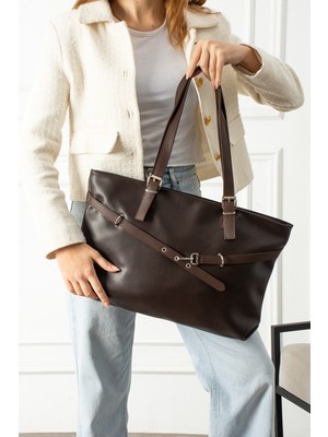 Valu Accessorize Bianco Kadın Mat Deri Kemer Detaylı Omuz Çantası