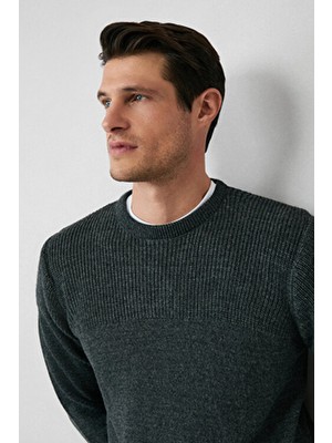 Kiğılı Bisiklet Yaka Regular Fit Desenli Triko Kazak