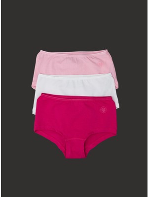 Blackspade Kız Çocuk Boxer 3'lü Paket 1295 - Fuşya Pembe Beyaz
