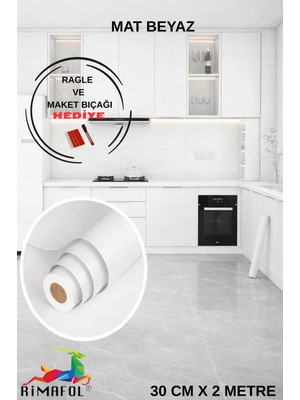 Rimafol Mat Beyaz Mobilya ve Dolap Kaplama Folyosu 30CMX2M