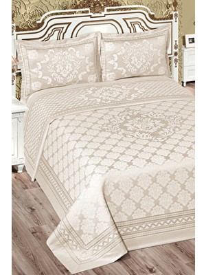 Damask Pano Şönil Çift Kişilik Yatak Örtüsü (Krem)