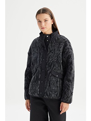 Wrangler Regular Fit Normal Kesim Desenli Siyah Sherpa Ceket