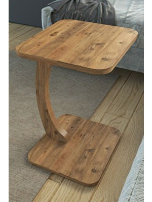 Limnizza C Ayaklı Modern Yan Sehpa Koltuk Yanı Laptop Kahve Kitap Şehpası Servis Sehpası Kare Çam