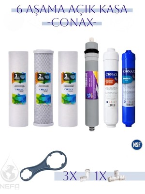 Conax Tüm Açık Kasalar Için Filtre Seti (Orjinal Yeni Seri) 6 Aşamalı,nsf Onaylı