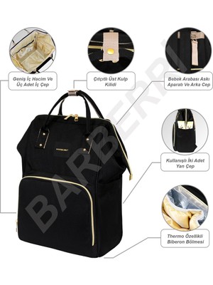 Erseyy Çok Amaçlı Anne Bebek Bakım Sırt Çantası Klasik Siyah