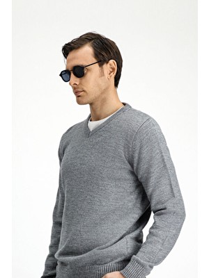 Kiğılı V Yaka Regular Fit Triko Kazak