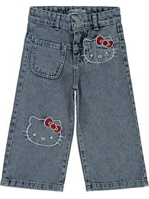 Hello Kitty Kadın Pantolon Regular Fit Günlük Stil Mavi 2-5 Yaş Pamuklu Kumaş