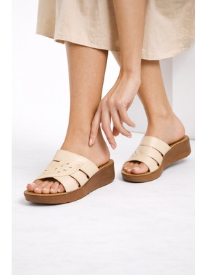 Wordex Sue 1453 Yumuşak Tabanlı Yaprak Desenli Kadın Günlük Yazlık Terlik