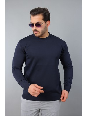 Masso Erkek Uzun Kol Bisiklet Yaka Düz Triko