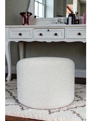 Visionario Yuvarlak Puf MOON – Bukle Şönil Kumaş Dekoratif Oturma Pufu