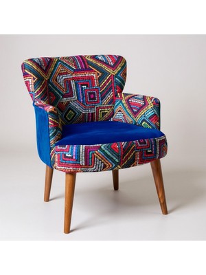 Waterybrook Tekli Berjer Koltuk - Dijital Baskılı Babeface Kumaş – Ceviz Ayaklı - 5 Renk Seçeneği