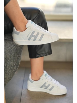 Solazer Kadın Siyah Beyaz Çizgi Detaylı Ortopedik Sneaker 059-K 059-K