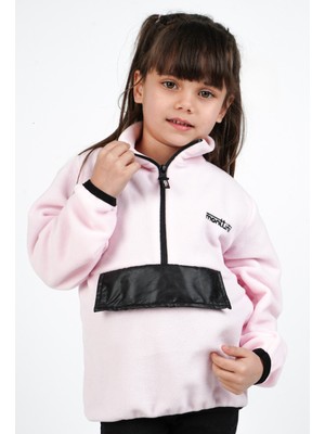 Dublino Kids Kız Çocuk Polar Dik Yaka Yarı Fermuarlı Sweatshirt Hırka Ceket