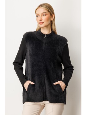 Mutlu Ertan Kadın Angored Kısa Triko Hırka Siyah 20225