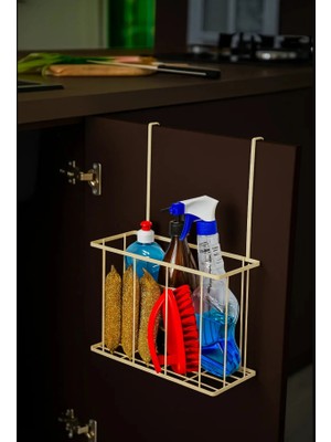 Wirewel Krem Mutfak Dolap Kapağına Geçmeli Dolap Içi Düzenleyici, Paslanmaz Metal Havlu Askılı Organizer