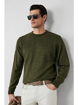 Kiğılı Bisiklet Yaka Regular Fit Desenli Triko Kazak