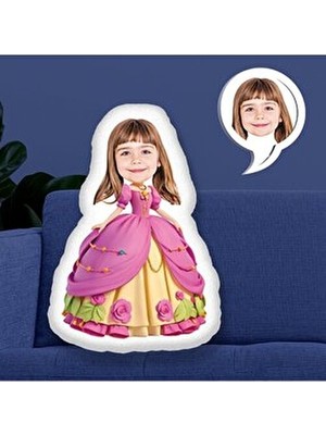 Ejoya Kişiye Özel Fotoğraflı Pembe Prenses Yastık  30 cm