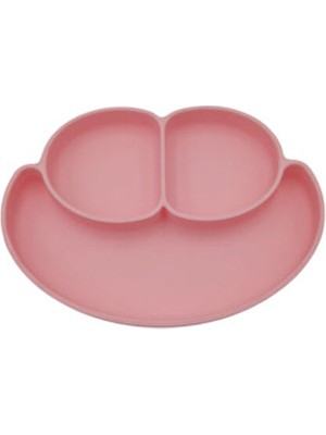 Baby Silikon Vakumlu Bölmeli Pembe Mama Tabağı Kolay Temizlenebilir Özellikleriyle Bebekler İçin Uygun